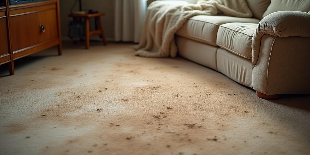 Stained, dirty fabric before professional cleaning